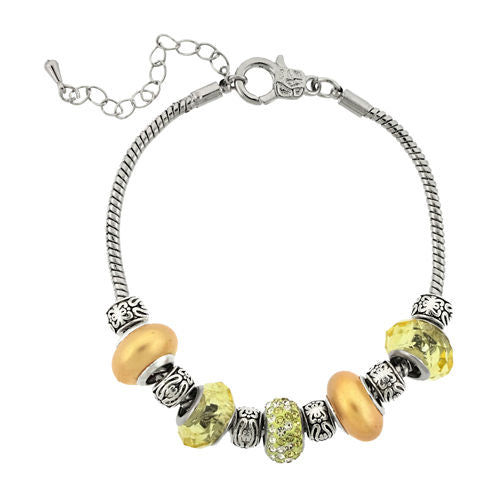 Dazzling Designs™ Silver-Plated Yellow Glass Bead Bracelet