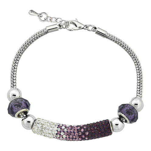 Dazzling Designs™ Silver-Plated Purple Crystal Pavé Bar Bracelet