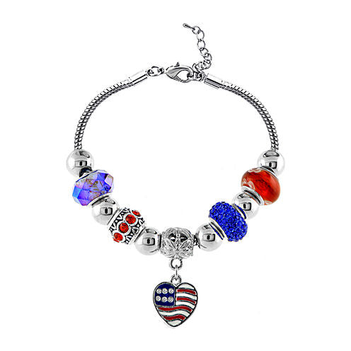 Dazzling Designs™ Silver-Plated American Flag Bracelet