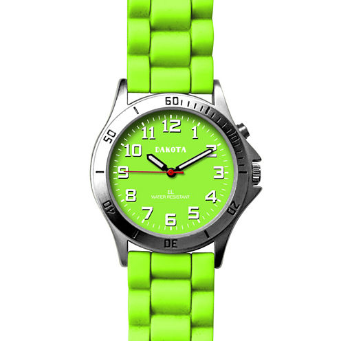 Dakota Women's Silicone Color EL Strap Watch, Green