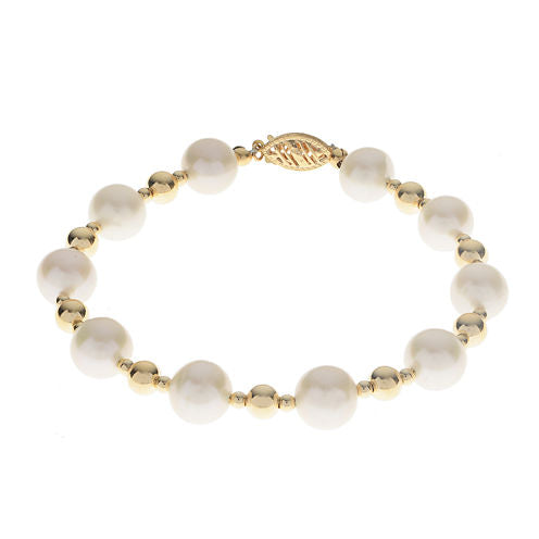 Cultured Freshwater Pearl 14K Gold Over Silver Bracelet