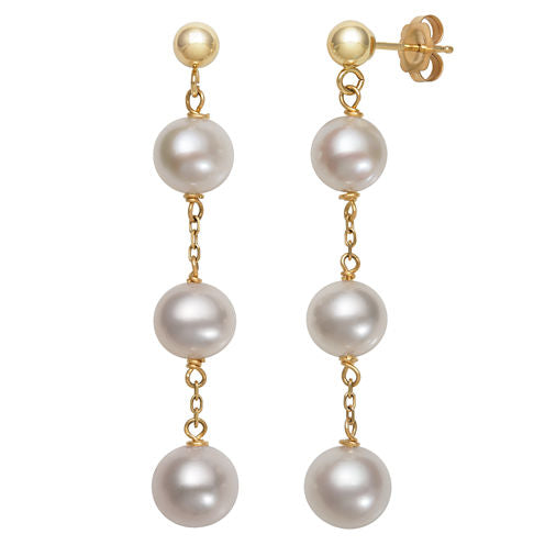 Cultured Freshwater Pearl 10K Gold Drop Earrings