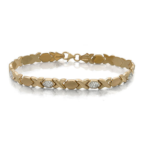 Crystal 14K Yellow Gold Over Sterling Silver Stampato Bracelet