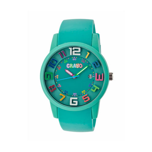 Crayo Women's Festival Teal Silicone-Band Watch with Date Cracr2003