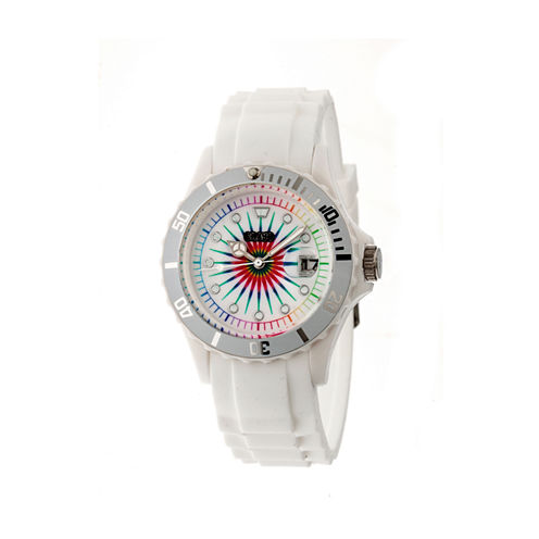 Crayo Unisex Shrine White Silicone-Band Watch with Date