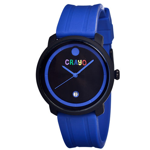 Crayo Unisex Fresh Blue Rubber-Strap Watch With Date Cracr0302