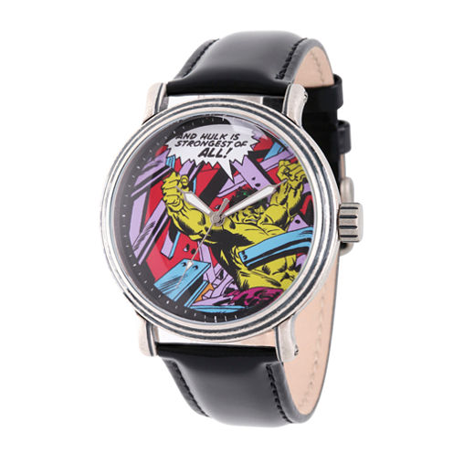 Comics Marvel Mens Black Strap Watch-Wma000051