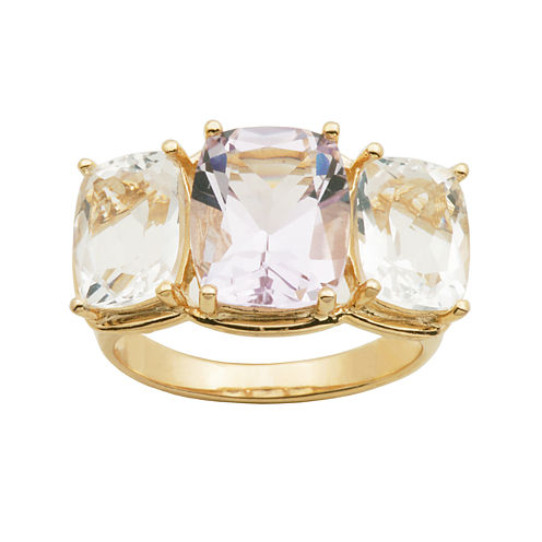 Color-Enhanced Pink & White Quartz Ring