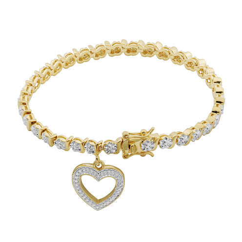 Classic Treasures™ Diamond-Accent Heart Charm Bracelet