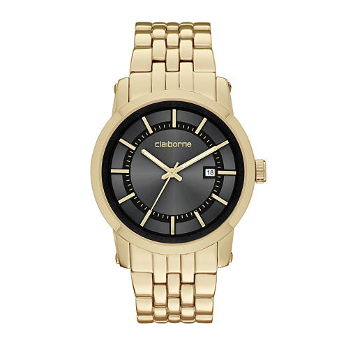 Claiborne® Mens Gold-Tone Watch