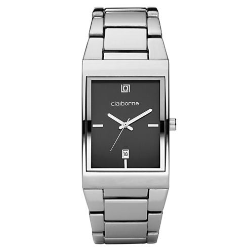 Claiborne Mens Silver-Tone Ionic Plating Watch