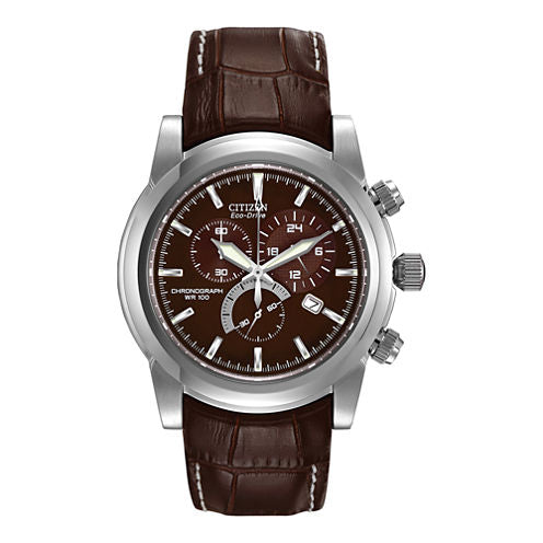 Citizen® Eco-Drive® Mens Brown Leather Strap Sport Watch AT0550-11X