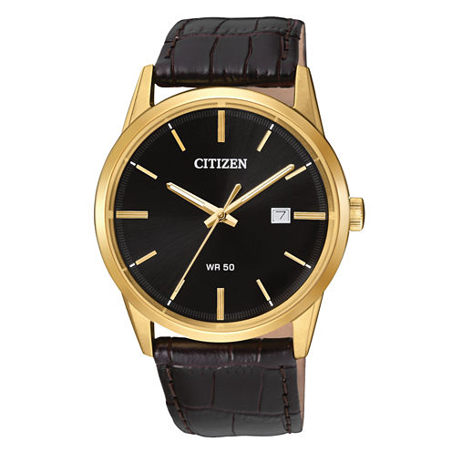 Citizen Quartz Mens Brown Strap Watch-Bi5002-06e