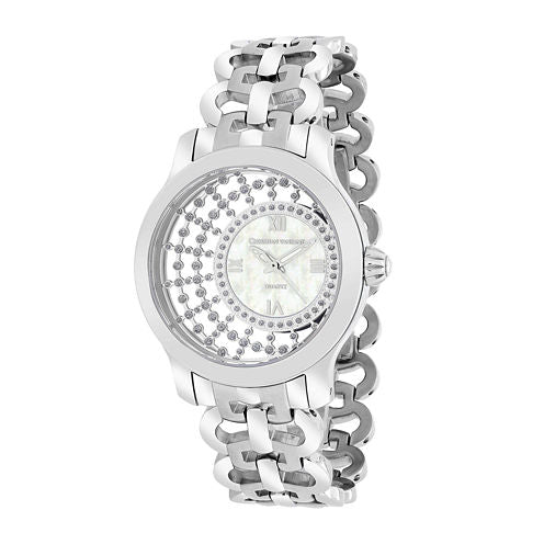 Christian Van Sant Womens Delicate White Faux Pearl Watch