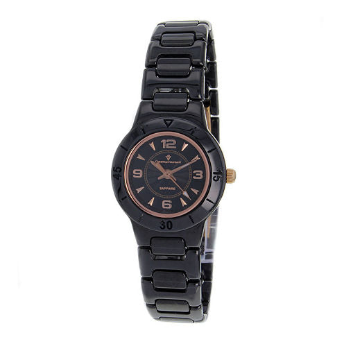 Christian Van Sant Womens All-Black Ceramic Bracelet Watch