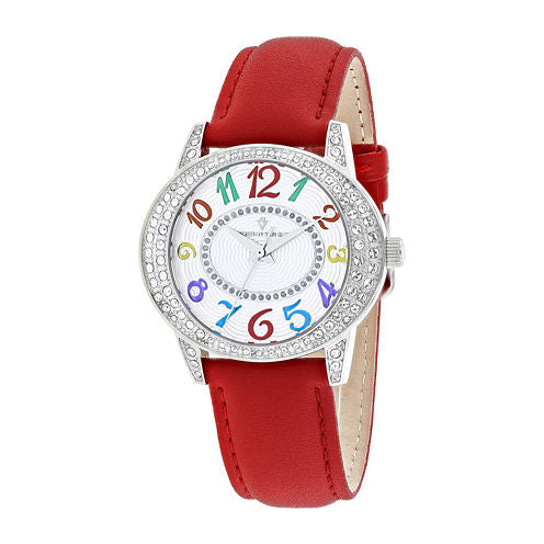 Christian Van Sant Sevilla Womens Red Leather Strap Watch