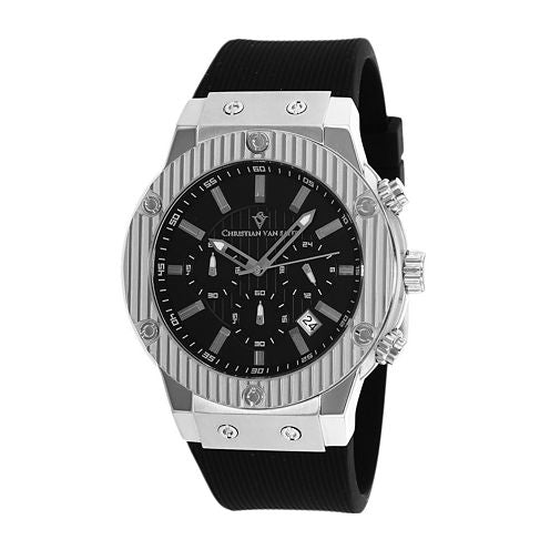 Christian Van Sant Monarchy Mens Black Rubber Strap Watch