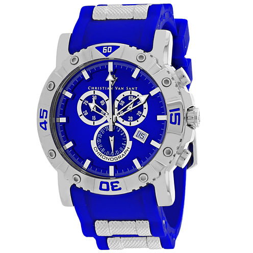 Christian Van Sant Mens Blue Strap Watch-Cv0512