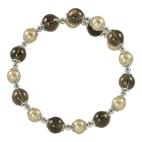 Champagne Cultured Freshwater Pearl & Smoky Quartz Bracelet