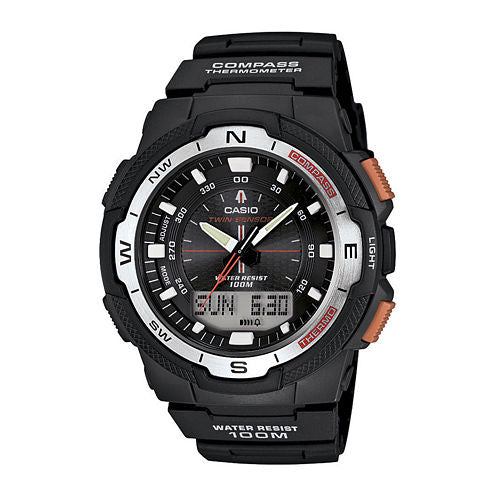 Casio® Twin Sensor Mens Black Resin Strap Analog/Digital Sport Watch SGW500H-1BV