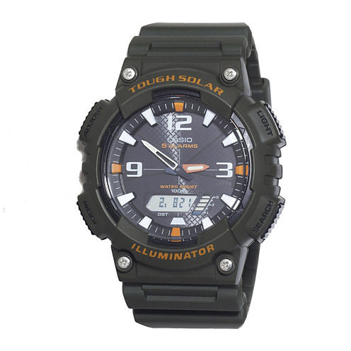 Casio® Tough Solar Sport Mens Black and Orange Multifunction Watch AQS18W-3AVCF