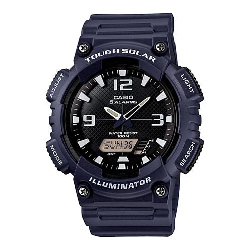 Casio® Mens Black Dial Blue Resin Strapl Solar Sport Watch AQ-S810W-2A2