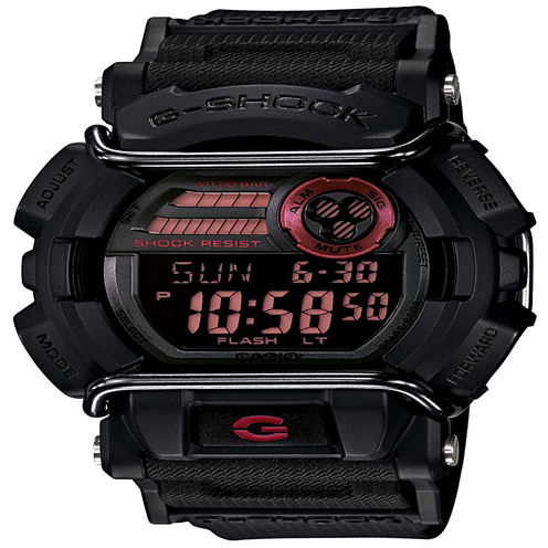 Casio® G- Shock Mens Black and Red Strap Watch GD400-1