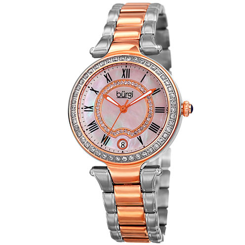 Burgi Womens Two Tone Strap Watch-B-165ttr