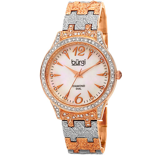 Burgi Womens Two Tone Strap Watch-B-127ttr