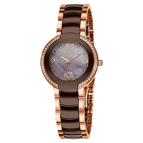 Burgi Womens Two Tone Strap Watch-B-072rgbr