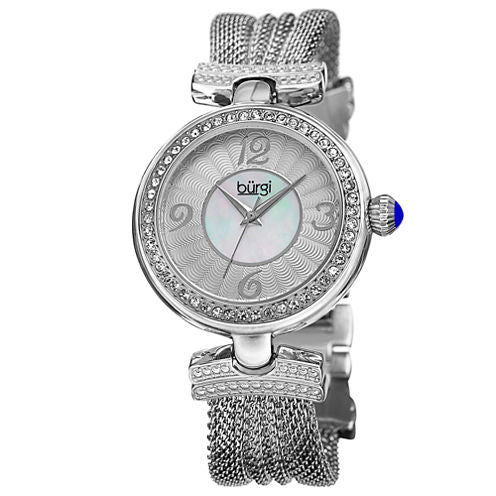 Burgi Womens Silver Tone Strap Watch-B-110ss