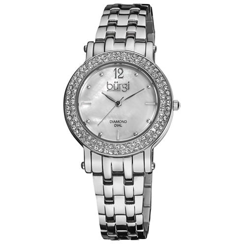 Burgi Womens Silver Tone Strap Watch-B-079ss