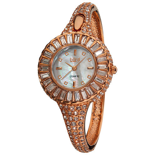 Burgi Womens Rose Goldtone Strap Watch-B-040rg