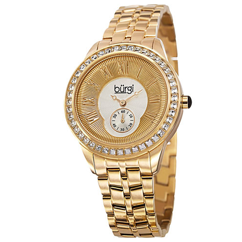 Burgi Womens Gold Tone Strap Watch-B-106yg