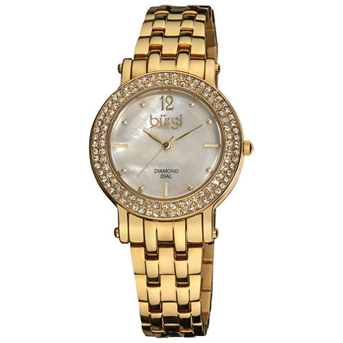 Burgi Womens Gold Tone Strap Watch-B-079yg