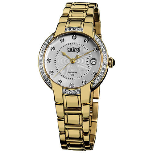 Burgi Womens Gold Tone Strap Watch-B-077yg