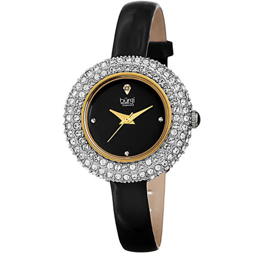 Burgi Womens Black Strap Watch-B-195bk