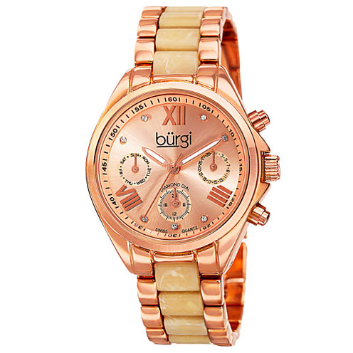 Burgi Unisex Rose Goldtone Bracelet Watch-B-130rgw