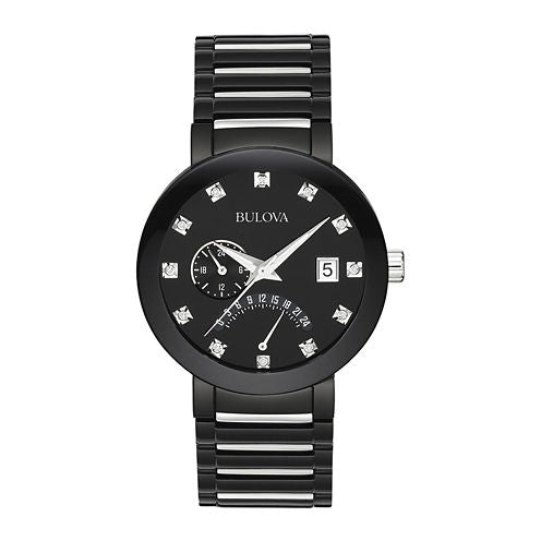 Bulova® Mens Black Diamond-Accent Watch 98D109