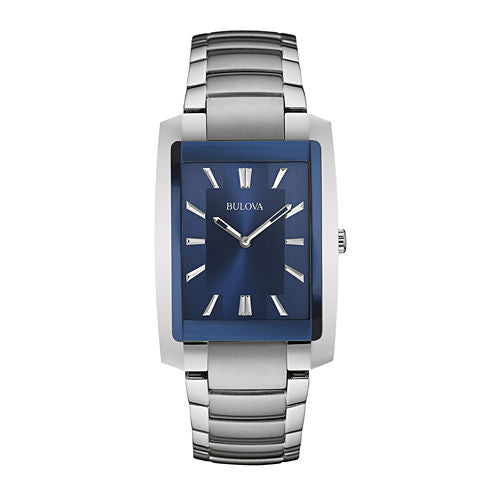 Bulova® Classic Mens Rectangular Stainless Steel Watch 96A169