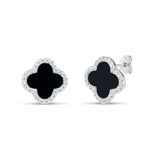 Black Onyx Sterling Silver 13mm Curved Stud Earrings