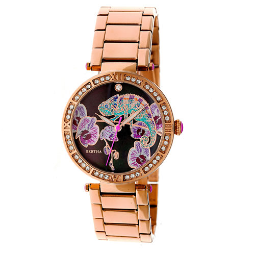 Bertha Womens Rose Goldtone Strap Watch-Bthbr6203