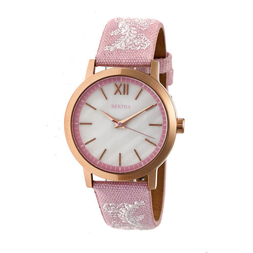 Bertha Unisex Pink Strap Watch-Bthbr7305