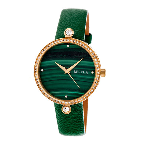 Bertha Frances Womens Green Strap Watch-Bthbr6403