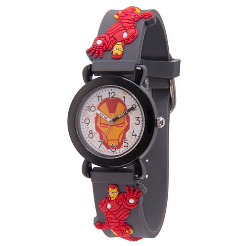 Avengers Boys Gray Strap Watch-Wma000156