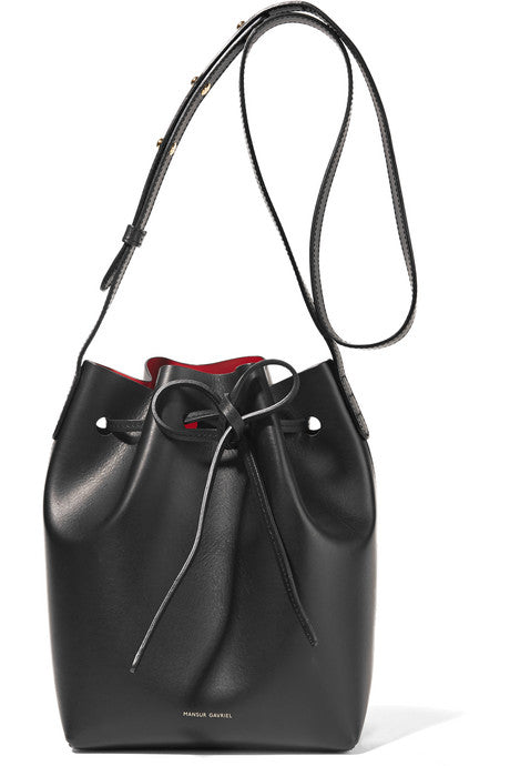 Mini leather bucket bag