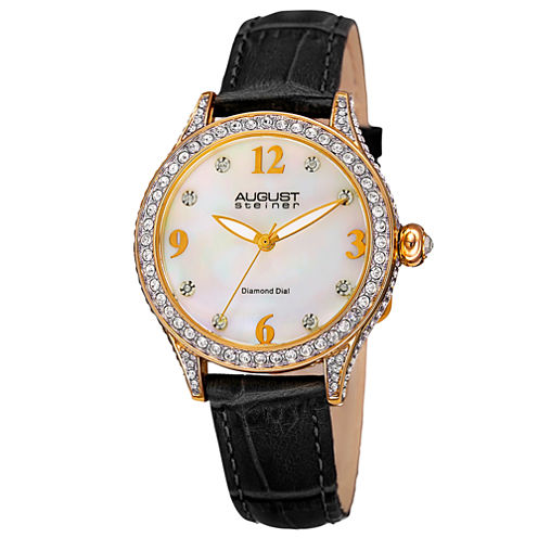 August Steiner Womens Black Strap Watch-As-8188bkg