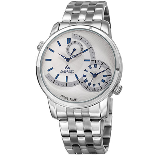 August Steiner Mens Silver Tone Strap Watch-As-8210ssbu