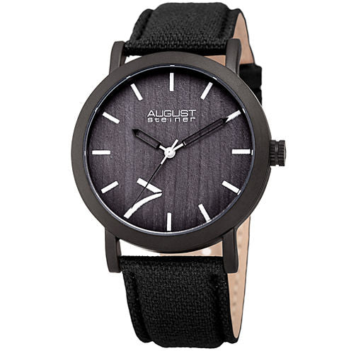 August Steiner Mens Black Strap Watch-As-8238bk