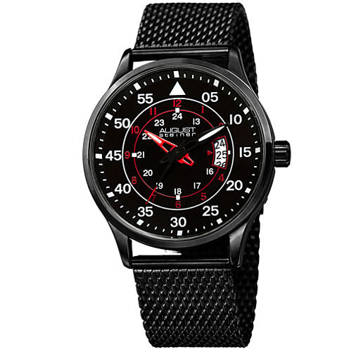 August Steiner Mens Black Strap Watch-As-8223bk